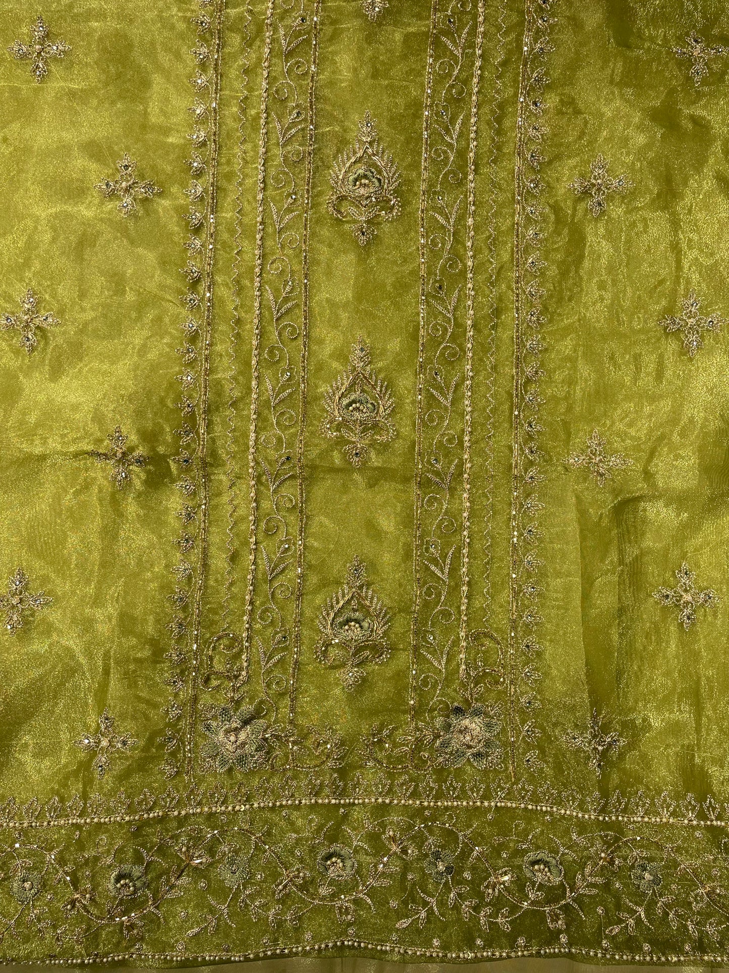 Green Shimmer Orgenza Unstitched Salwar Suit