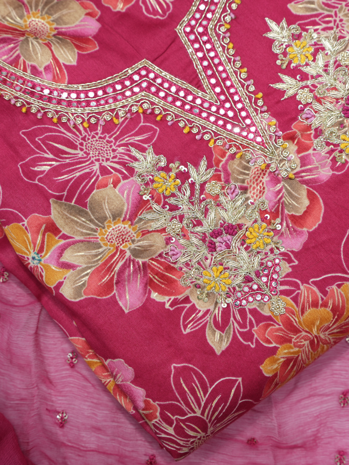 Cotton Suit with Chiffon Dupatta