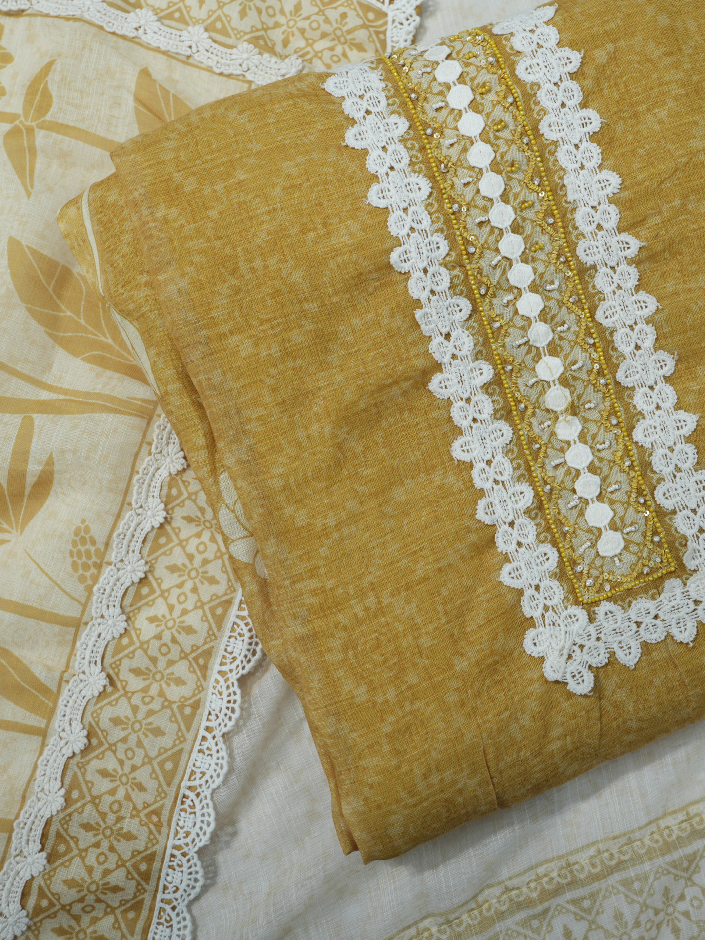 Linen Lace Work Suit