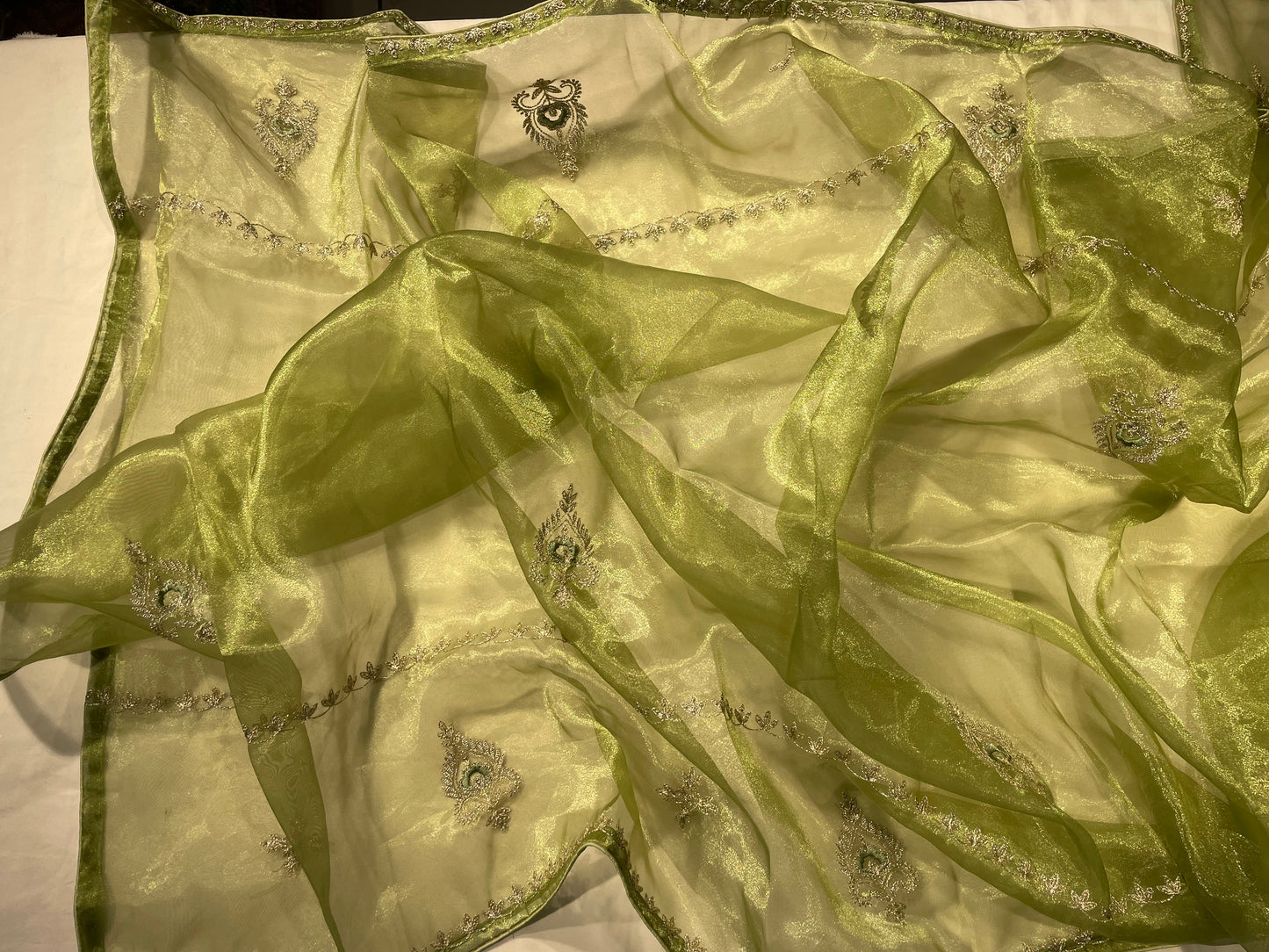 Green Shimmer Orgenza Unstitched Salwar Suit