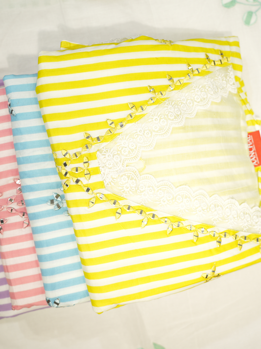 Cotton Cambric Applique Work Suit