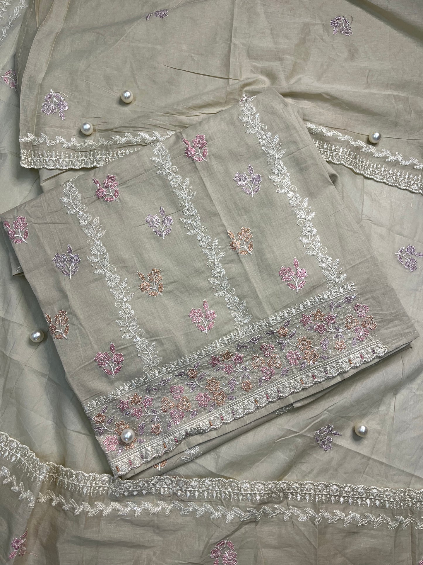 Cotton Fabric- Unstitched Suit & Thread work