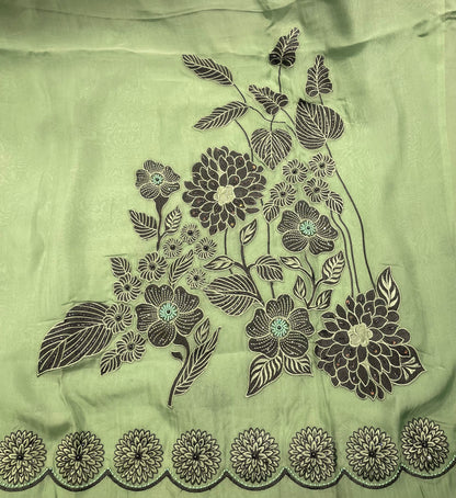 Green Organza Unstitched Salwar Suit