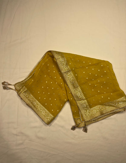 Chanderi Yellow Unstitched Salwar Suit