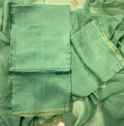 Green Orgenza Unstitched Salwar Suit