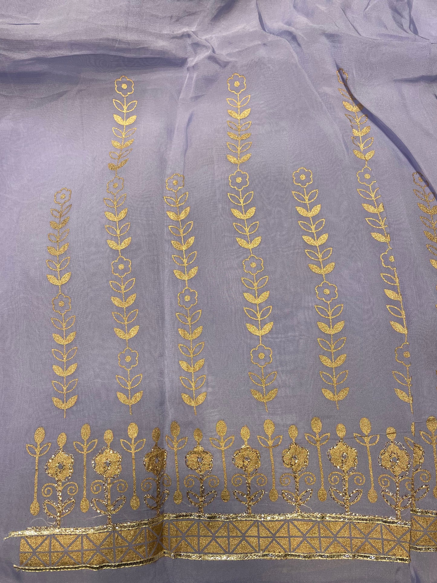 Lavender Orgenza Silk Unstitched Salwar Suit