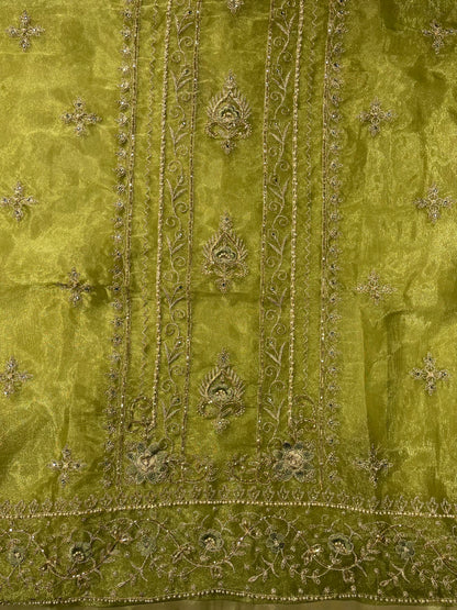 Green Shimmer Orgenza Unstitched Salwar Suit