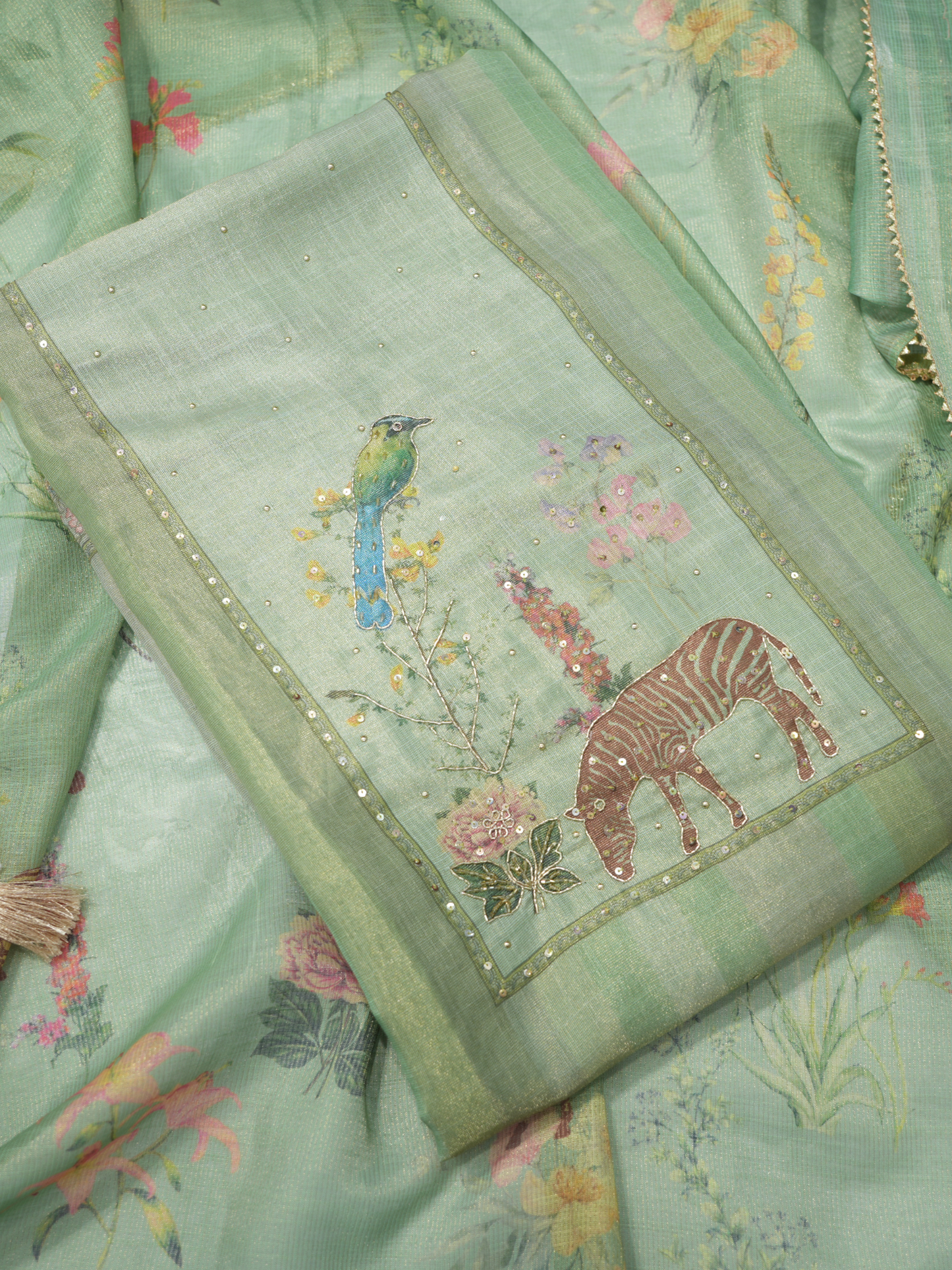 Chanderi Dabka Work Suit