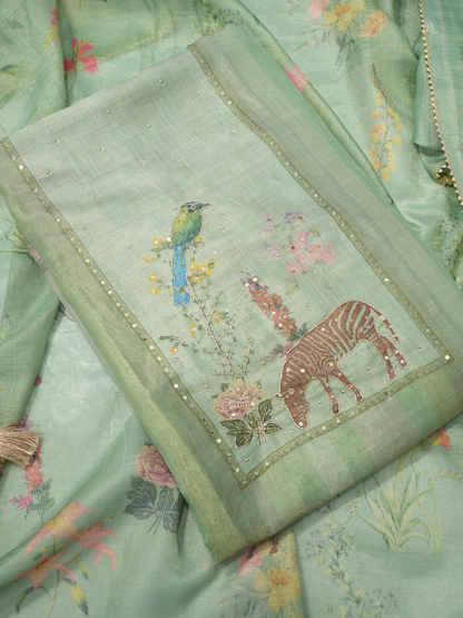 Chanderi Dabka Work Suit