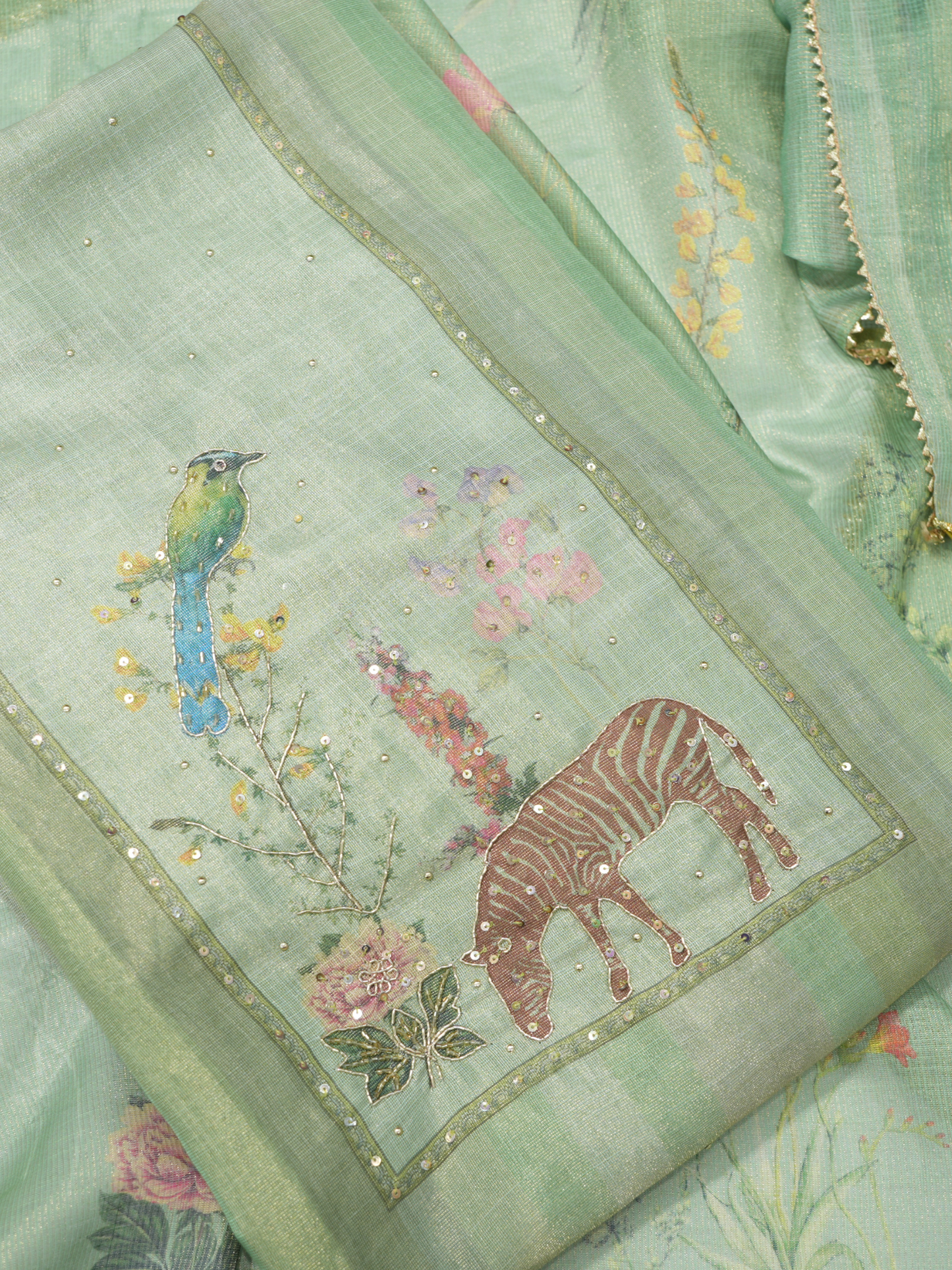 Chanderi Dabka Work Suit