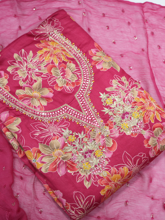 Cotton Suit with Chiffon Dupatta