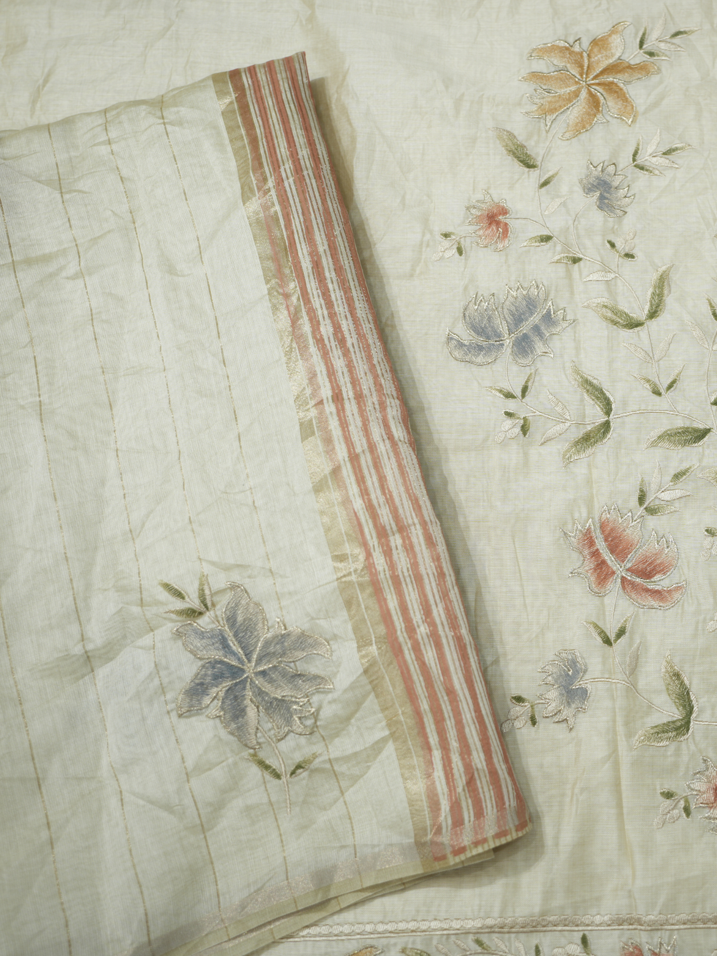 Chanderi Thread & Print Suit (Beige)