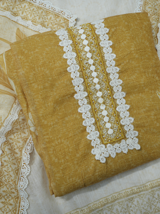 Linen Lace Work Suit