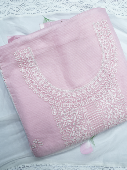 Cotton White Thread Work Suit