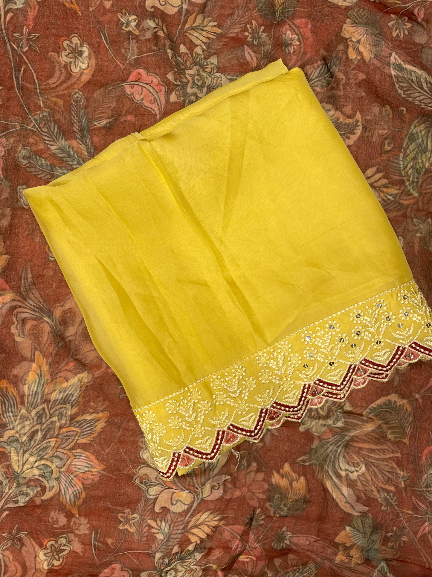 Yellow Orgenza Unstitched Salwar Suit