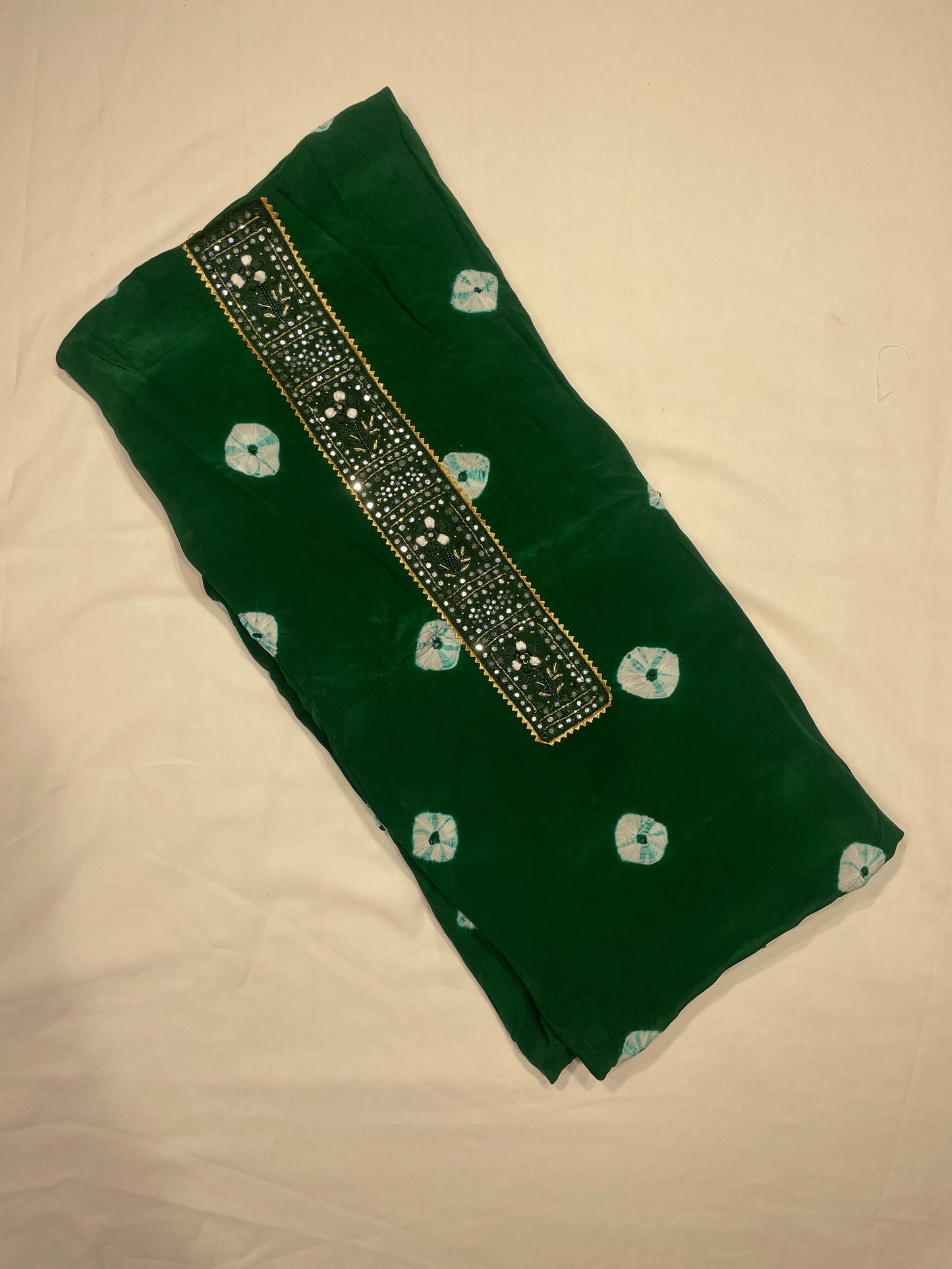 Chanderi Bandni print Unstitched Salwar Suit