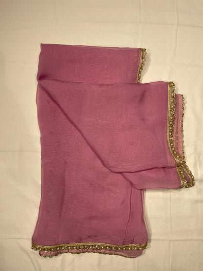 Pink Orgenza Digital Printed Unstitched Salwar Suit