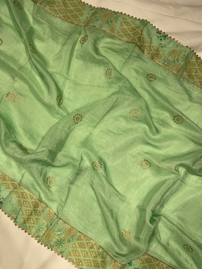 Sea Green Printed Unstitched Salwar Suit