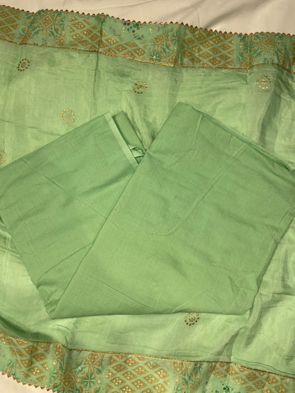 Sea Green Printed Unstitched Salwar Suit