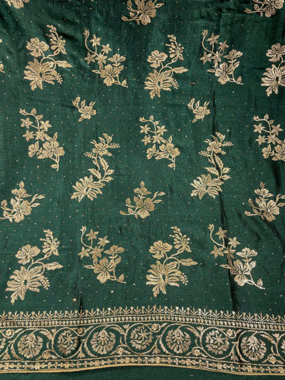 All-Over Vichtra Silk Bottle Green Unstitched Salwar Suit