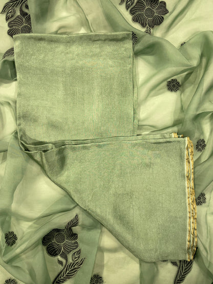 Green Organza Unstitched Salwar Suit