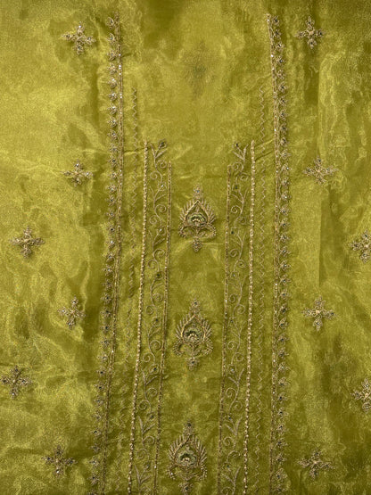 Green Shimmer Orgenza Unstitched Salwar Suit