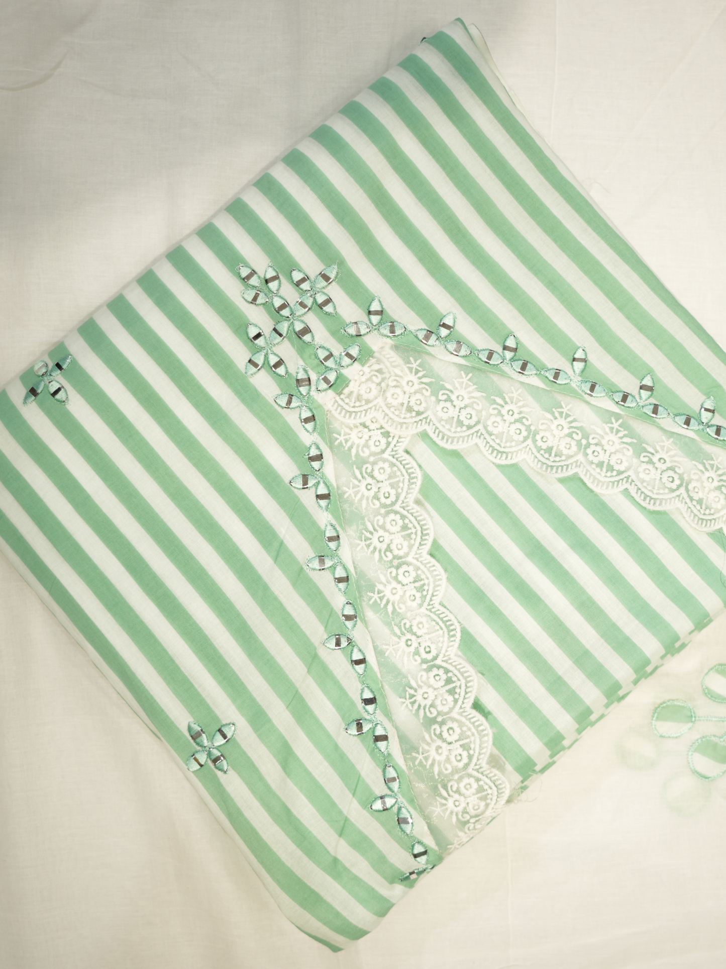 Cotton Cambric Applique Work Suit