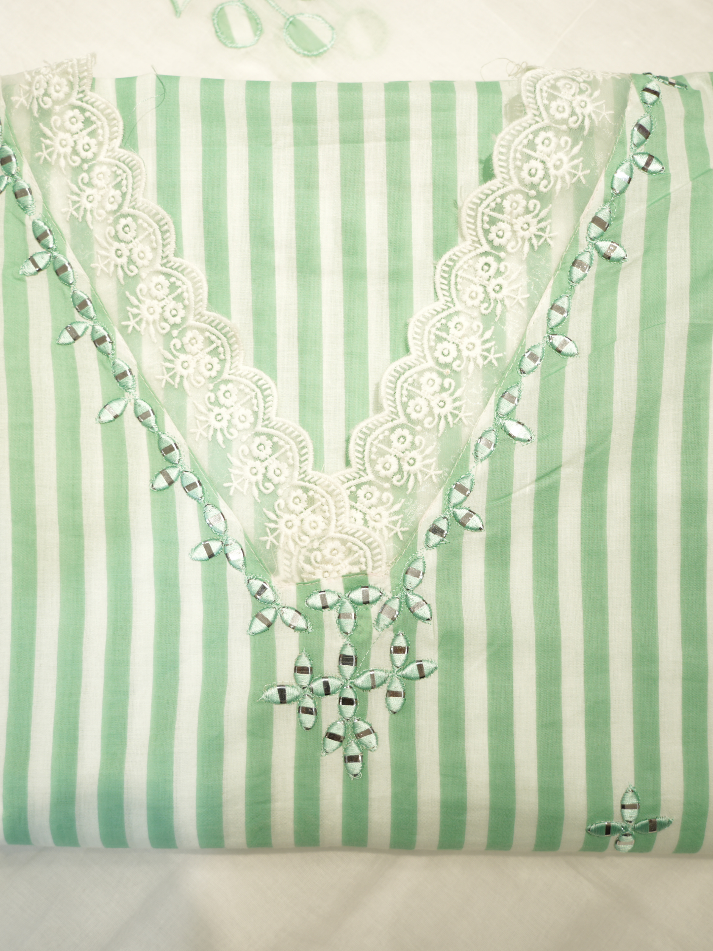 Cotton Cambric Applique Work Suit