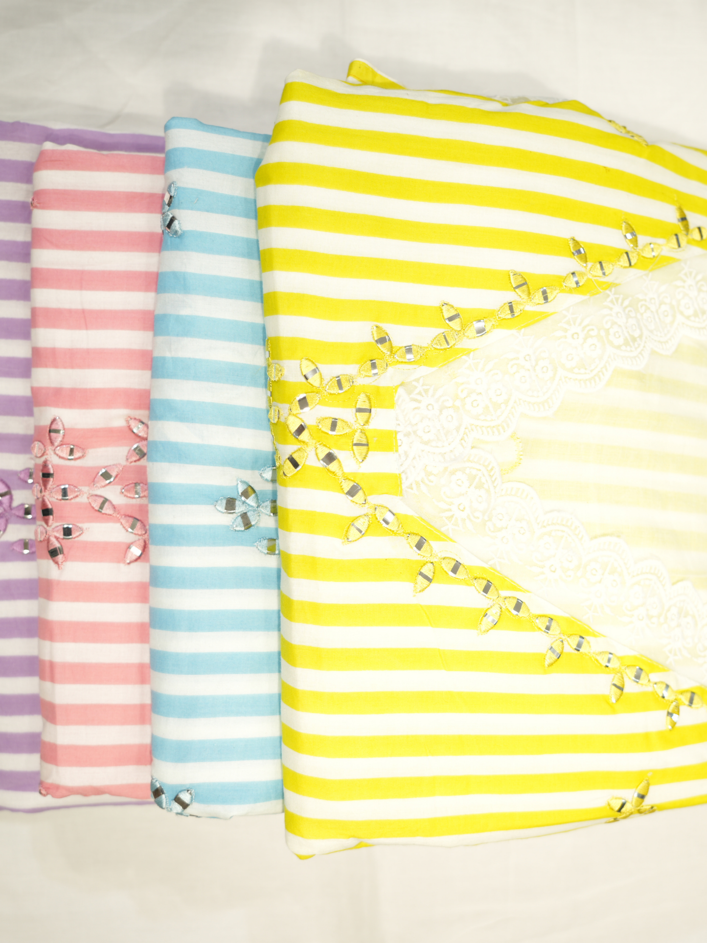 Cotton Cambric Applique Work Suit