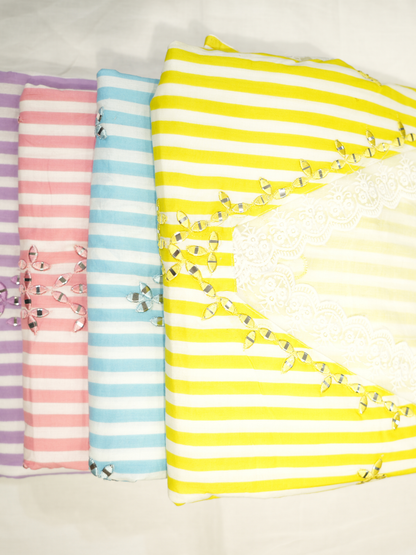 Cotton Cambric Applique Work Suit