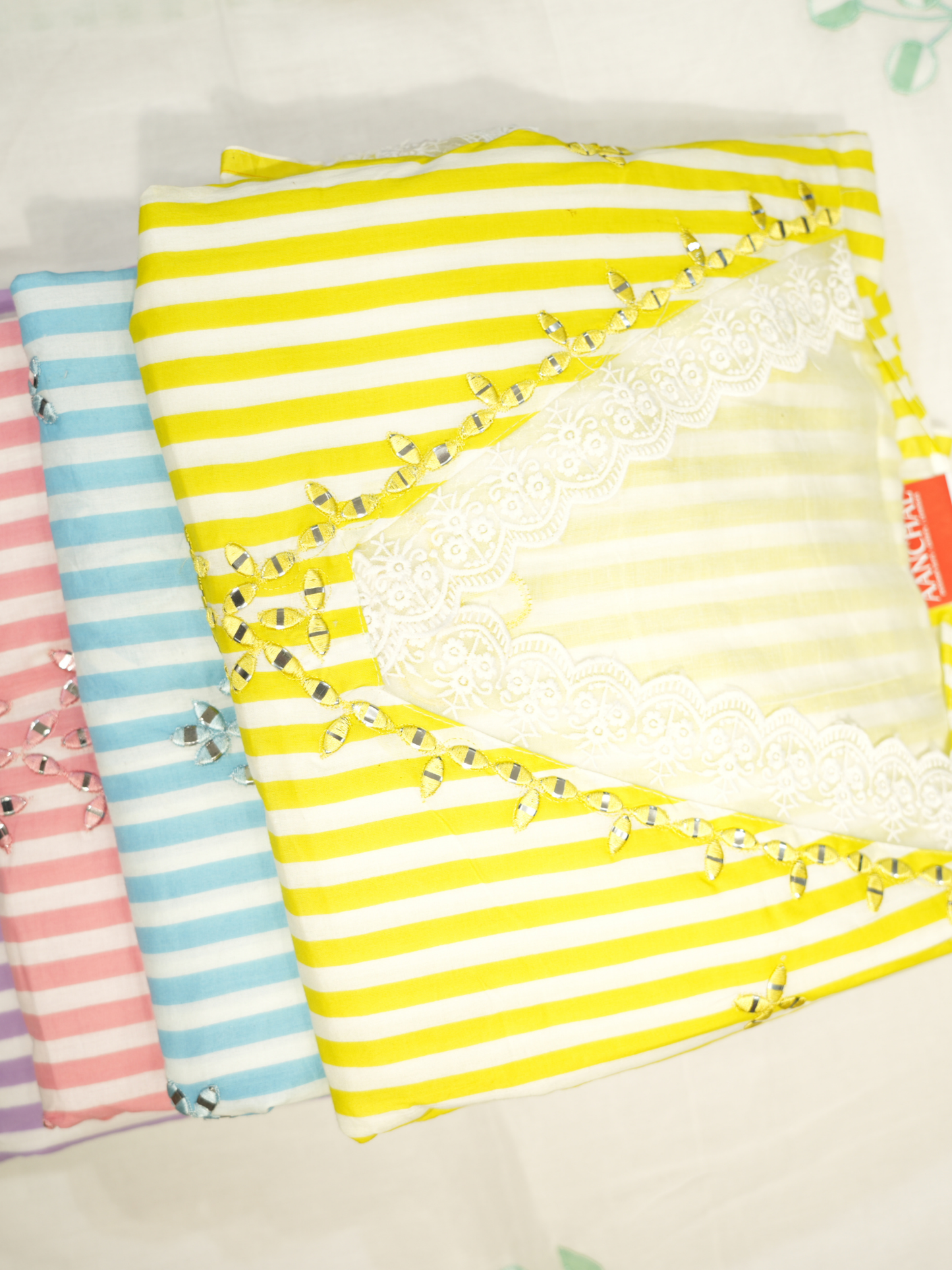 Cotton Cambric Applique Work Suit