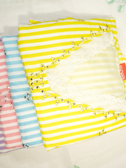 Cotton Cambric Applique Work Suit