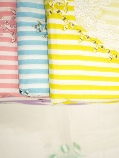 Cotton Cambric Applique Work Suit