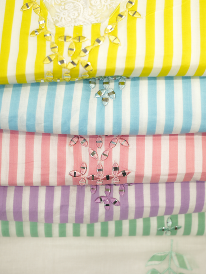 Cotton Cambric Applique Work Suit