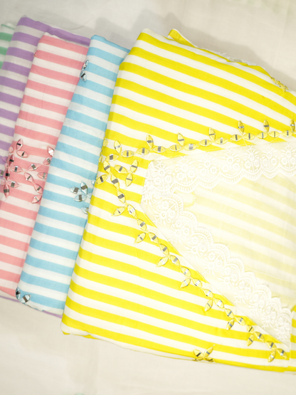 Cotton Cambric Applique Work Suit