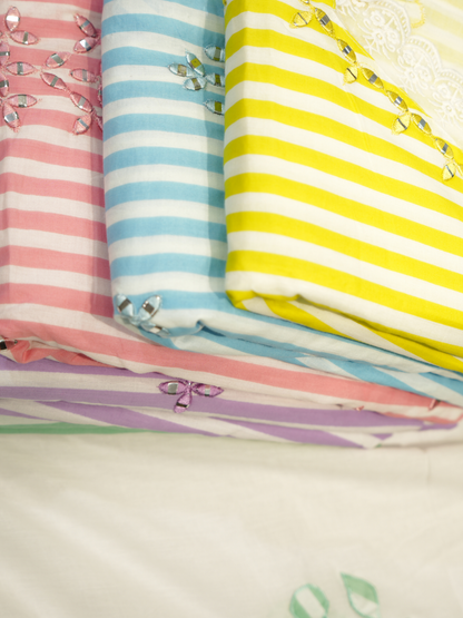 Cotton Cambric Applique Work Suit