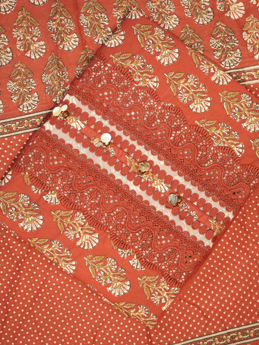 Cotton Dori & Print Work Suit