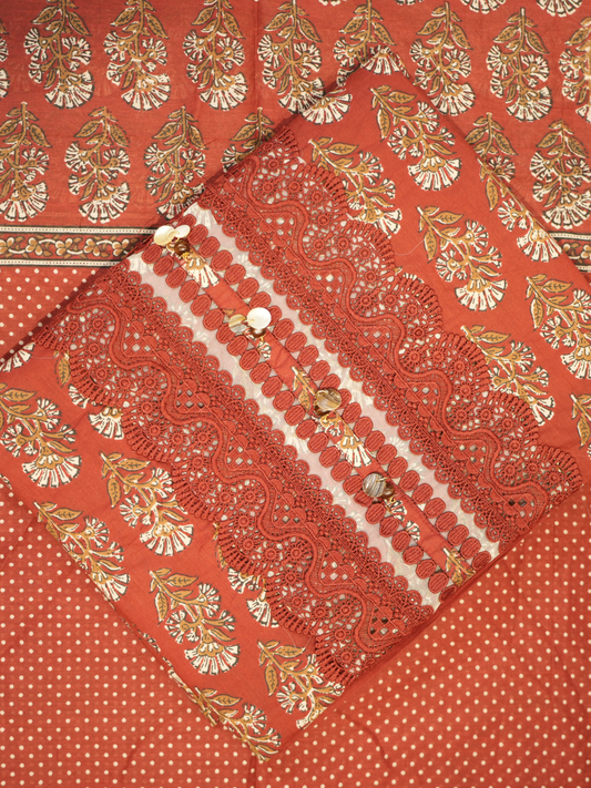 Cotton Dori & Print Work Suit