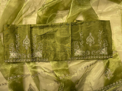 Green Shimmer Orgenza Unstitched Salwar Suit
