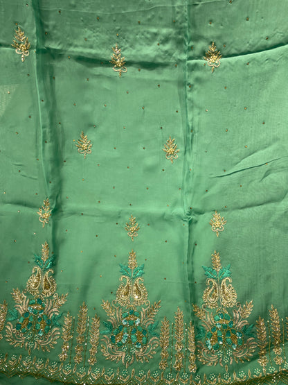 Green Orgenza Unstitched Salwar Suit