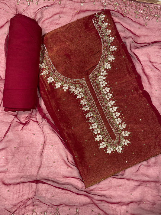 Mehrun Shimmer Silk Unstitched Salwar Suit