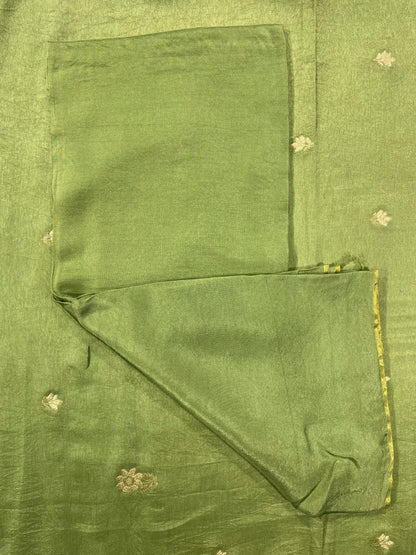 Green Banarsi Silk Unstitched Salwar Suit