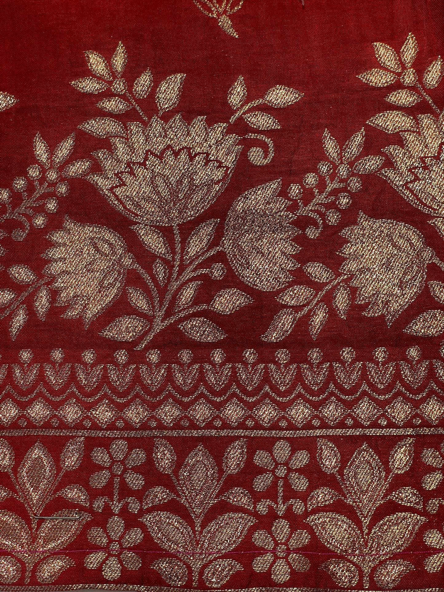 Red Silk Unstitched Salwar Suit