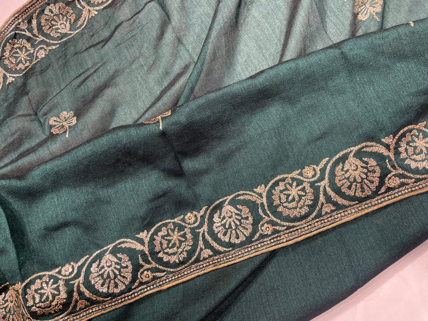 All-Over Vichtra Silk Bottle Green Unstitched Salwar Suit