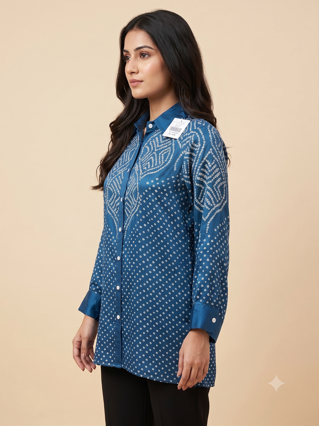 Women's Crape Bandhani Printed Indo-Western Tunic Top